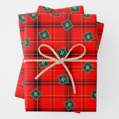 Weihnachts Rot und Grün Kariert Tartan Mit Monogra Geschenkpapier Set (Beispiel)