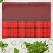 Weihnachts Rot und Grün Kariert Tartan Mit Monogra Geschirrtuch (Gefaltet)