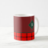 Weihnachts Rot und Grün Kariert Tartan Mit Monogra Kaffeetasse (VorderseiteRechts)