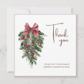 Weihnachts Rot und Grün Winterfest Hochzeit Dankeskarte (Vorderseite)