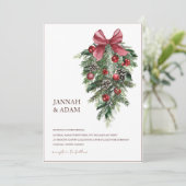 Weihnachts Rot und Grün Winterfest Hochzeit Einladung (Stehend Vorderseite)