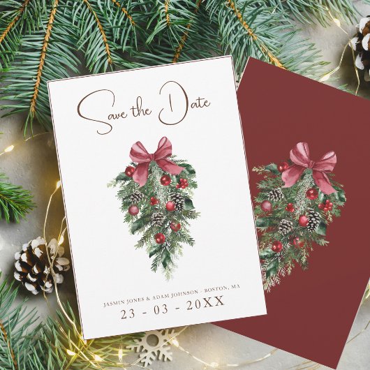 Weihnachts Rot und Grün Winterfest Hochzeit Save The Date
