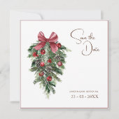Weihnachts Rot und Grün Winterfest Hochzeit Save The Date (Vorderseite)