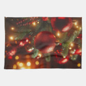 Weihnachts-Rot- und Grüne Glitzer-Ornamente Geschirrtuch (Horizontal)