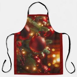 Weihnachts-Rot- und Grüne Glitzer-Ornamente Schürze