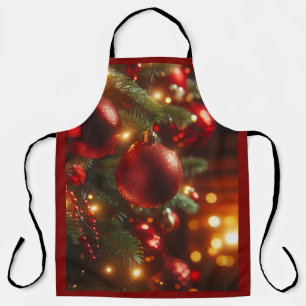 Weihnachts-Rot- und Grüne Glitzer-Ornamente Schürze