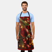 Weihnachts-Rot- und Grüne Glitzer-Ornamente Schürze (Getragen)