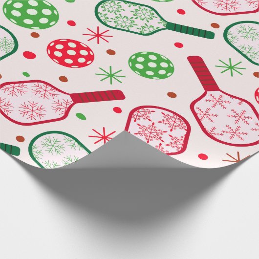Weihnachts-Rot- und Grüne-Pickleball-Paddle Geschenkpapier (Ecke)
