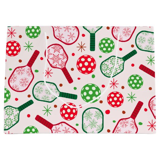 Weihnachts-Rot- und Grüne-Pickleball-Paddle Große Geschenktüte (Vorderseite)