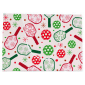 Weihnachts-Rot- und Grüne-Pickleball-Paddle Große Geschenktüte (Rückseite)