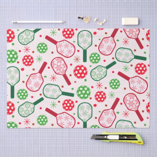 Weihnachts-Rot- und Grüne-Pickleball-Paddle Seidenpapier (Handwerk)