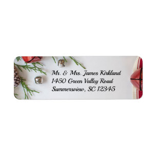 Weihnachts-Rot und Silber-Glocken-Rücksendeadresse