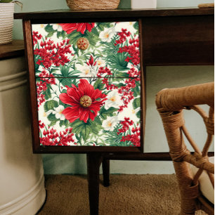 Weihnachts-Rot und Weiß-Blume Decoupage Seidenpapier