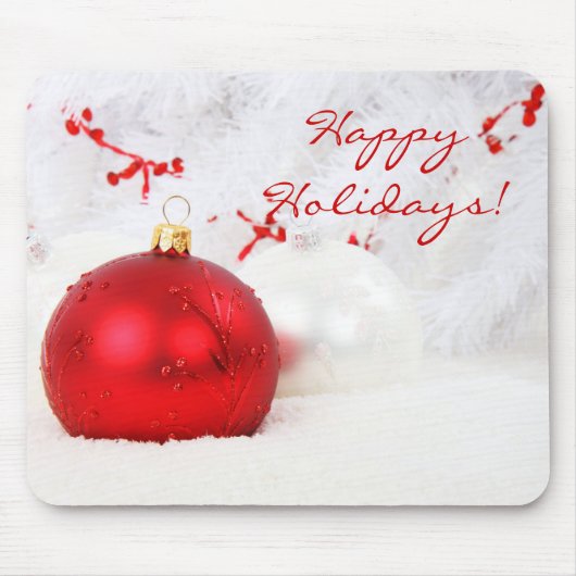 Weihnachts Rot und Weiß Happy Holidays Mouse Pad Mousepad (Vorne)
