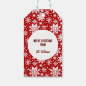 Weihnachts Rot und Weiß Schneeflocken Muster Geschenkanhänger (Vorderseite)