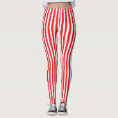 Weihnachts rot und weiß Vertikal gestreift Leggings (Vorderseite)