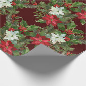 Weihnachts-Rot und Weiße Poinsettia, Holly Berry Geschenkpapier (Ecke)
