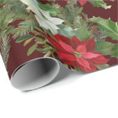 Weihnachts-Rot und Weiße Poinsettia, Holly Berry Geschenkpapier (Rolleneckpunkt)