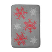 Weihnachts-Rot und Weiße Schneeflocken & Holzkohle Badematte (Vorderseite Vertikal)