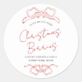 Weihnachts-Rot- und Weißwinterkerzenprodukt Runder Aufkleber (Vorderseite)