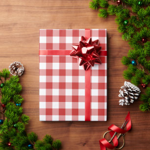 Weihnachts-Rot-Weiß-Buffalo-Karo Geschenkpapier