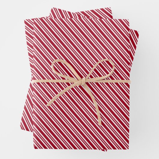 Weihnachts-Rot-Weiß-Canal-Streifen Muster Geschenkpapier Set (Beispiel)
