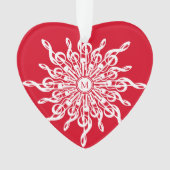 Weihnachts Rot Weiß G-Clef Snowflake Monogramm Ornament (Vorderseite)