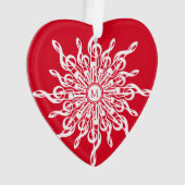 Weihnachts Rot Weiß G-Clef Snowflake Monogramm Ornament (Vorderseite)
