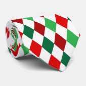 Weihnachts-Rot, Weiß-Grüne Diamant-Raute-Muster Krawatte (Gerollt)