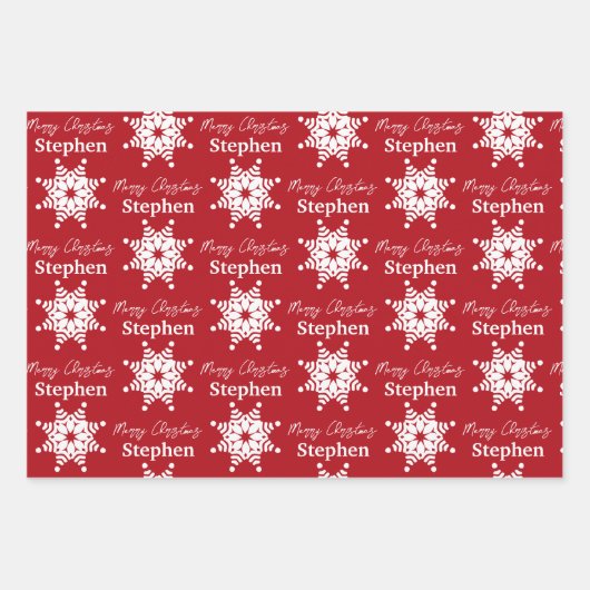 Weihnachts-Rot-Weiß-Muster Geschenkpapier Set (Vorderseite 3)