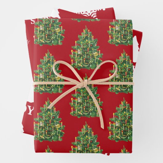 Weihnachts-Rot-Weiß-Muster Geschenkpapier Set (Beispiel)