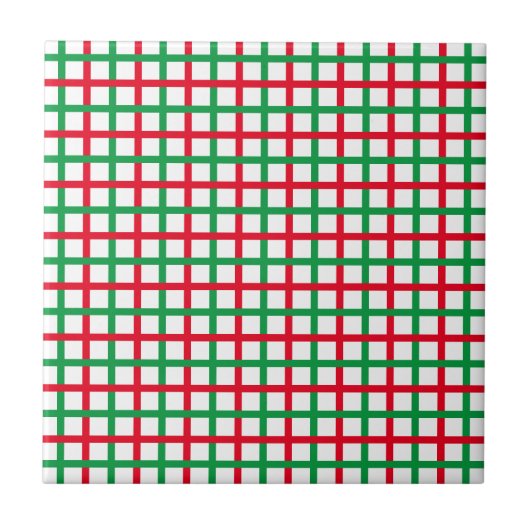 Weihnachts-Rot-Weiß-Quadrat-Musterferien Fliese (Vorderseite)