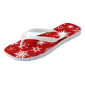 Weihnachts-Rot-Weiß-Schneeflocken-Design Badesandalen (Schrägansicht)