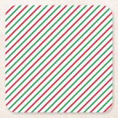 Weihnachts-Rot-Weiß-Streifen Muster Feiertage Rechteckiger Pappuntersetzer (Vorderseite)