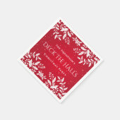Weihnachts-Rot, Weiße Heilige, Deck Die Hallen Par Serviette (Ecke)