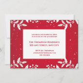 Weihnachts-Rot, Weißer Holly, Deck-The-Halls-Party Einladung (Rückseite)