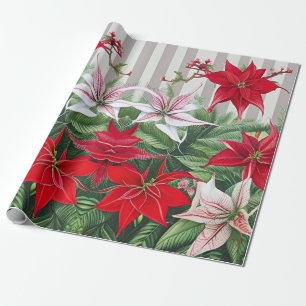 Weihnachts-Rote Amaryllis und Poinsettias Geschenkpapier