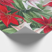 Weihnachts-Rote Amaryllis und Poinsettias Geschenkpapier (Ecke)