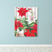 Weihnachts-Rote Amaryllis und Poinsettias Leinwanddruck (Insitu (Holzboden))