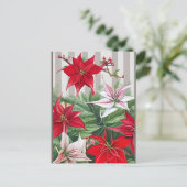 Weihnachts-Rote Amaryllis und Poinsettias Postkarte (Stehend Vorderseite)