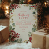 Weihnachts Rote Berries Grüne Einladung