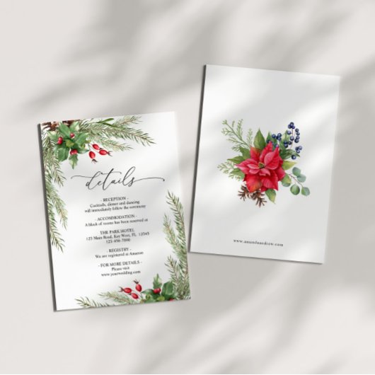 Weihnachts-Rote Berries Hochzeitsdetails Einschlie Begleitkarte