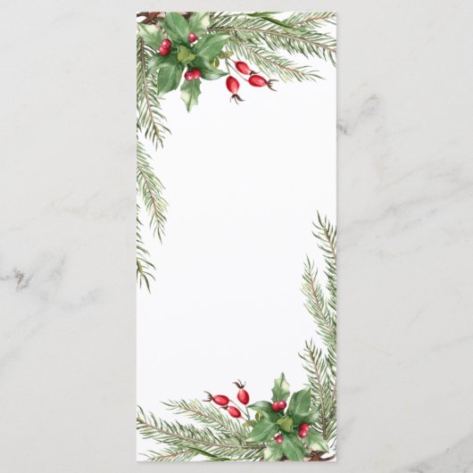 Weihnachts-Rote Berries-Hochzeitsmenü Menükarte (Rückseite)