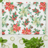 Weihnachts-Rote Berries Kardinäle Poinsettia Muste Geschirrtuch (Gefaltet)