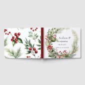 Weihnachts Rote Berries Pine Needles Wreath Weddin Gästebuch (Voll)