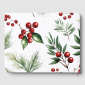 Weihnachts Rote Berries Pine Needles Wreath Weddin Gästebuch (Rückseite)