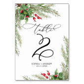 Weihnachts Rote Berries Tabelle 2 Hochzeit Tischnummer (Vorderseite)