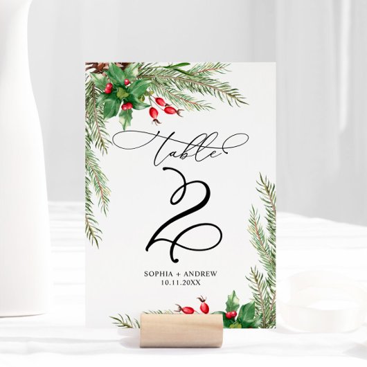 Weihnachts Rote Berries Tabelle 2 Hochzeit Tischnummer