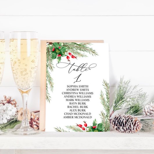 Weihnachts Rote Berries Tischnummer 1 Sitzplan