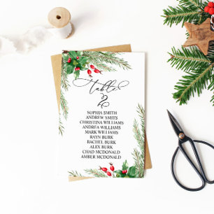 Weihnachts Rote Berries Tischnummer 2 Sitzplan